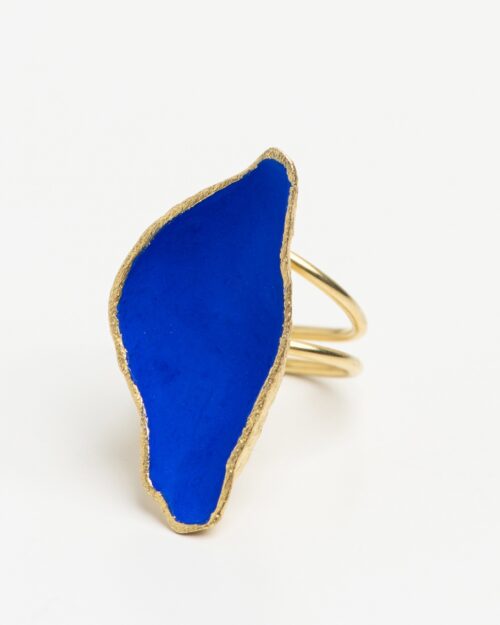 Pop in Darkblue Gold Plated Ring