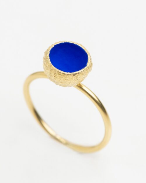 Pop in Darkblue Gold Plated Ring