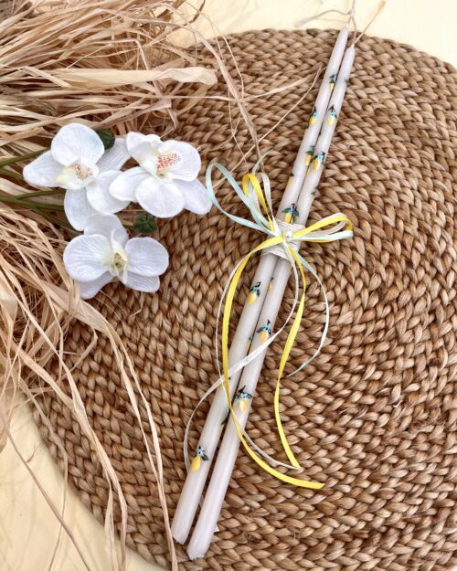 Διπλή λαμπάδα λεμόνια