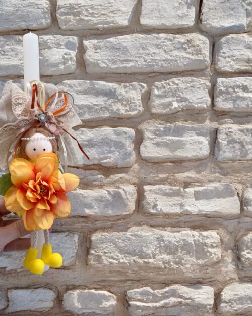 Λαμπάδα λουλουδένια πορτοκαλί