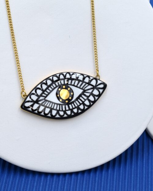 Κεραμικό κολιέ μάτι μεγάλο